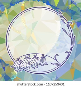 Round summer frame with flowers on a square mosaic background. Copy space. Wreath of flowers. Vector clip art.
