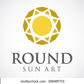 Round sun art circle geometric abstract vector logo design template shine business icon creative corporate identity symbol concept