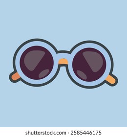 round sun glasses with outline flat vector design.