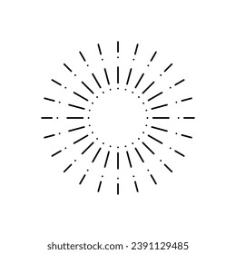 Round sunburst, line radial frame icon