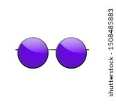 Round sunglasses 3D. Summer sunglass shade isolated white background. Fun color sun glass. Realistic design eye sight protection. Cool fashion eyeglasses. Beach sunlight accessory Vector illustration