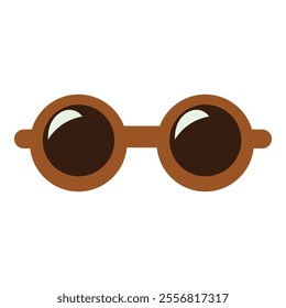 Round sunglasses with brown frames and dark lenses, giving off a retro and stylish vibe, perfect for sunny and casual settings.