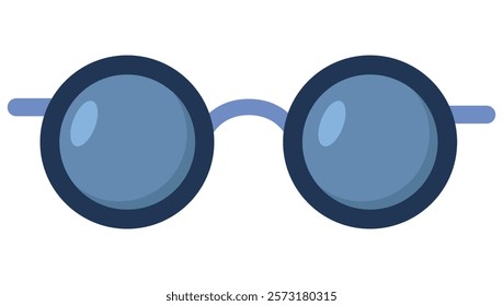 Round sunglasses flat vector icon isolated on white background.