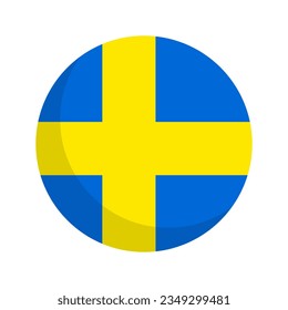 Round Swedish flag icon. Sweden flag icon. Vector.