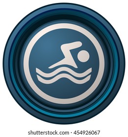 Round Swimming Icon, Vector Illustration. 
