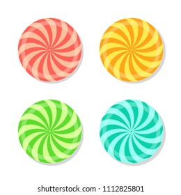 Round swirl candy set. Isolated on white background. Vector illustration.