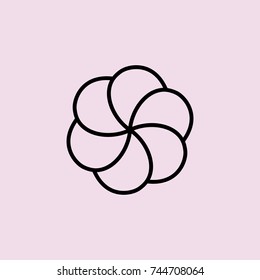 round swirl cookie flower shaped line black icon