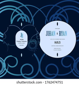 round swirl love wedding card template