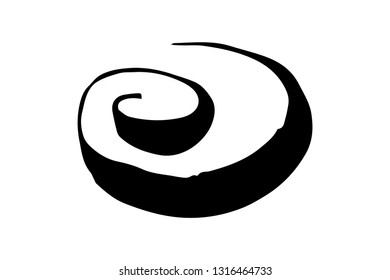 Round swirl symbol, hand painted with ink brush, isolated on white background. Vector illustration. Round swirl symbol, hand painted with ink brush, isolated on white background. Vector illustration.