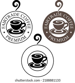 Round Swirly Coffee Cup Icon isolated on a White Background