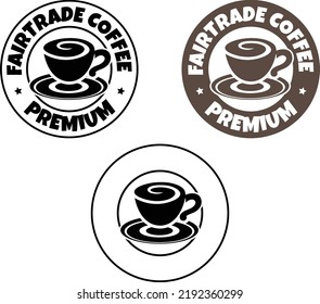 Round Swirly Coffee Cup Icon isolated on a White Background