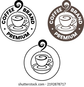 Round Swirly Coffee Cup Icon isolated on a White Background
