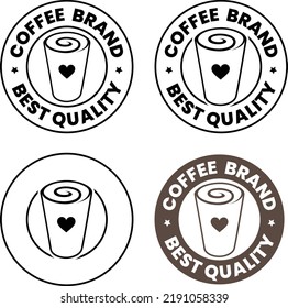 Round Swirly Iced Coffee Icon with a Heart isolated on a White Background