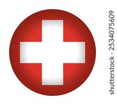 Round Swiss flag icon, vector illustration. Swiss flag button isolated on a white background.