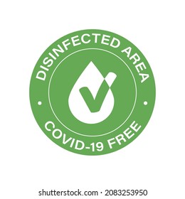 Round symbol for disinfected areas of covid-19. Coronavirus free area icon.
