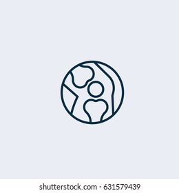 Round symbol of knee joint bones for orthopedic purposes.