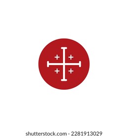 Round symbol of the Templars on a white background