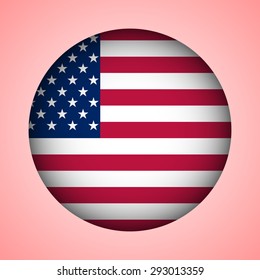 Round symbol of USA flag. Vector illustration.