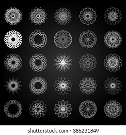 Round symbols set. 25 vector spirographs