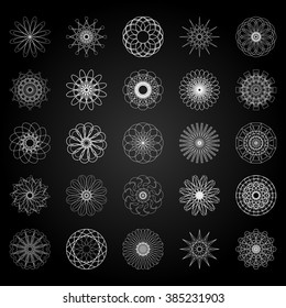 Round symbols set. 25 vector spirographs