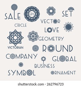 Round symbols with slogans. Vector design elements