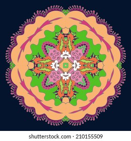 Round symmetrical lines pattern in bright colors