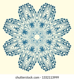 Round Symmetrical Pattern. Mandala. Kaleidoscopic Design. Vector Illustration.  