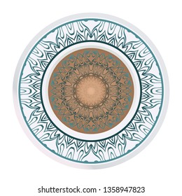 Round Symmetrical Pattern. Mandala. Kaleidoscopic Design. Vector Illustration. Oriental Pattern. Indian, Moroccan, Mystic, Ottoman Motifs. Anti-Stress Therapy Pattern
