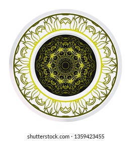 Round Symmetrical Pattern. Mandala. Kaleidoscopic Design. Vector Illustration. Oriental Pattern. Indian, Moroccan, Mystic, Ottoman Motifs. Anti-Stress Therapy Pattern