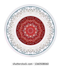 Round Symmetrical Pattern. Mandala. Kaleidoscopic Design. Vector Illustration. Oriental Pattern. Indian, Moroccan, Mystic, Ottoman Motifs. Anti-Stress Therapy Pattern