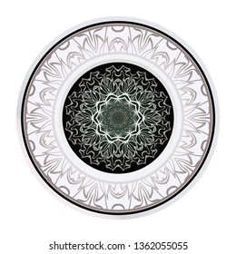 Round Symmetrical Pattern. Mandala. Kaleidoscopic Design. Vector Illustration. Oriental Pattern. Indian, Moroccan, Mystic, Ottoman Motifs. Anti-Stress Therapy Pattern