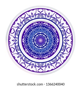 Round Symmetrical Pattern. Mandala. Kaleidoscopic Design. Vector Illustration. Oriental Pattern. Indian, Moroccan, Mystic, Ottoman Motifs. Anti-Stress Therapy Pattern