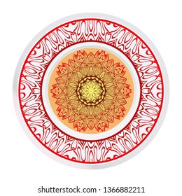 Round Symmetrical Pattern. Mandala. Kaleidoscopic Design. Vector Illustration. Oriental Pattern. Indian, Moroccan, Mystic, Ottoman Motifs. Anti-Stress Therapy Pattern