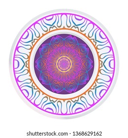 Round Symmetrical Pattern. Mandala. Kaleidoscopic Design. Vector Illustration. Oriental Pattern. Indian, Moroccan, Mystic, Ottoman Motifs. Anti-Stress Therapy Pattern