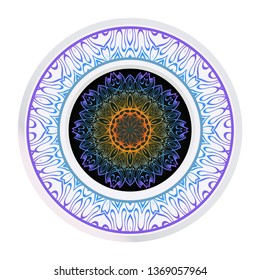 Round Symmetrical Pattern. Mandala. Kaleidoscopic Design. Vector Illustration. Oriental Pattern. Indian, Moroccan, Mystic, Ottoman Motifs. Anti-Stress Therapy Pattern