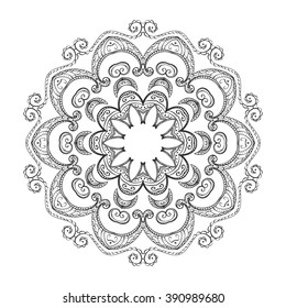 Round symmetrical pattern in oriental style on white background