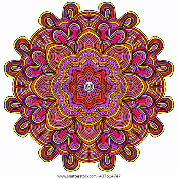 Round Symmetrical Pattern Pink Green White Stock Vector (Royalty Free ...