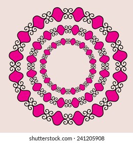 round symmetry black and pink pattern