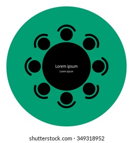 Round table business icon with title