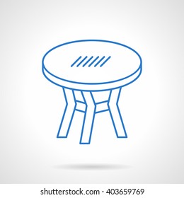 Round table for cafe and cafeteria, restaurant or home. Furniture for interior. Flat blue line style vector icon