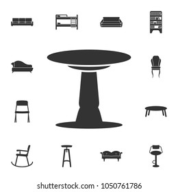 round table with a central leg icon. Detailed set of furniture icons. Premium quality graphic design. One of the collection icons for websites, web design, mobile app on white background