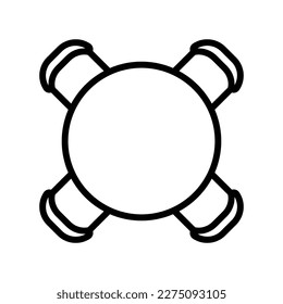 round table chair top view line icon vector. round table chair top view sign. isolated contour symbol black illustration