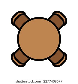 Rundtischstuhl, Draufsicht Farbe Symbol Vektorgrafik. Rundtischstuhl, Draufsicht Schild. einzelne Symbolillustration