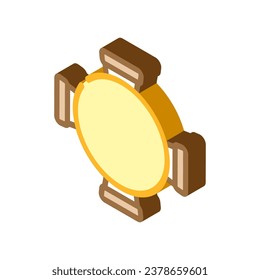 vector de icono isométrico de la vista superior de la silla de mesa redonda. signo de vista superior de silla de mesa redonda. ilustración de símbolo aislado
