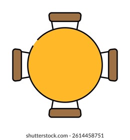 round table chair top view line icon vector. round table chair top view sign. isolated symbol illustration