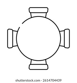 round table chair top view line icon vector. round table chair top view sign. isolated contour symbol black illustration