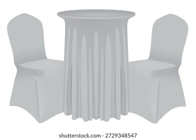 Runder Tisch und Stühle bedeckt. Vektorgrafik