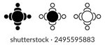 Round table with chairs icons set. Table for business meetings vector icon illustrations set