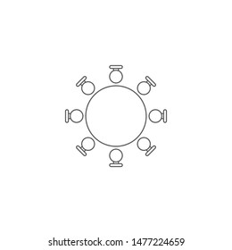 Round table and chairs top view vector icon isolated on white background