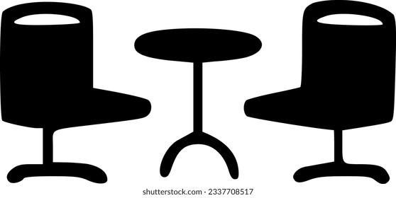 Round table and chairs top view vector icon. filled flat sign for sign, symbol, vector, art